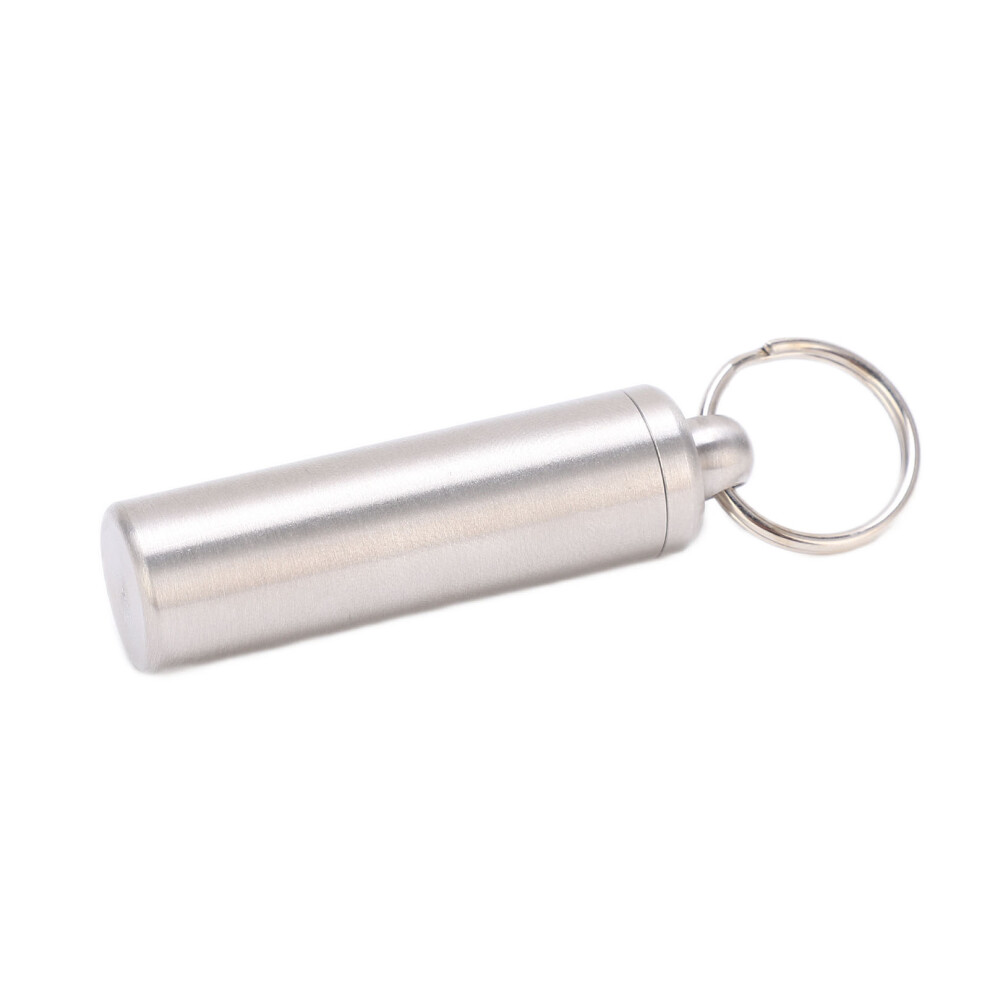 100% Waterproof Stainless Steel Pill Holder with Keychain Attachment