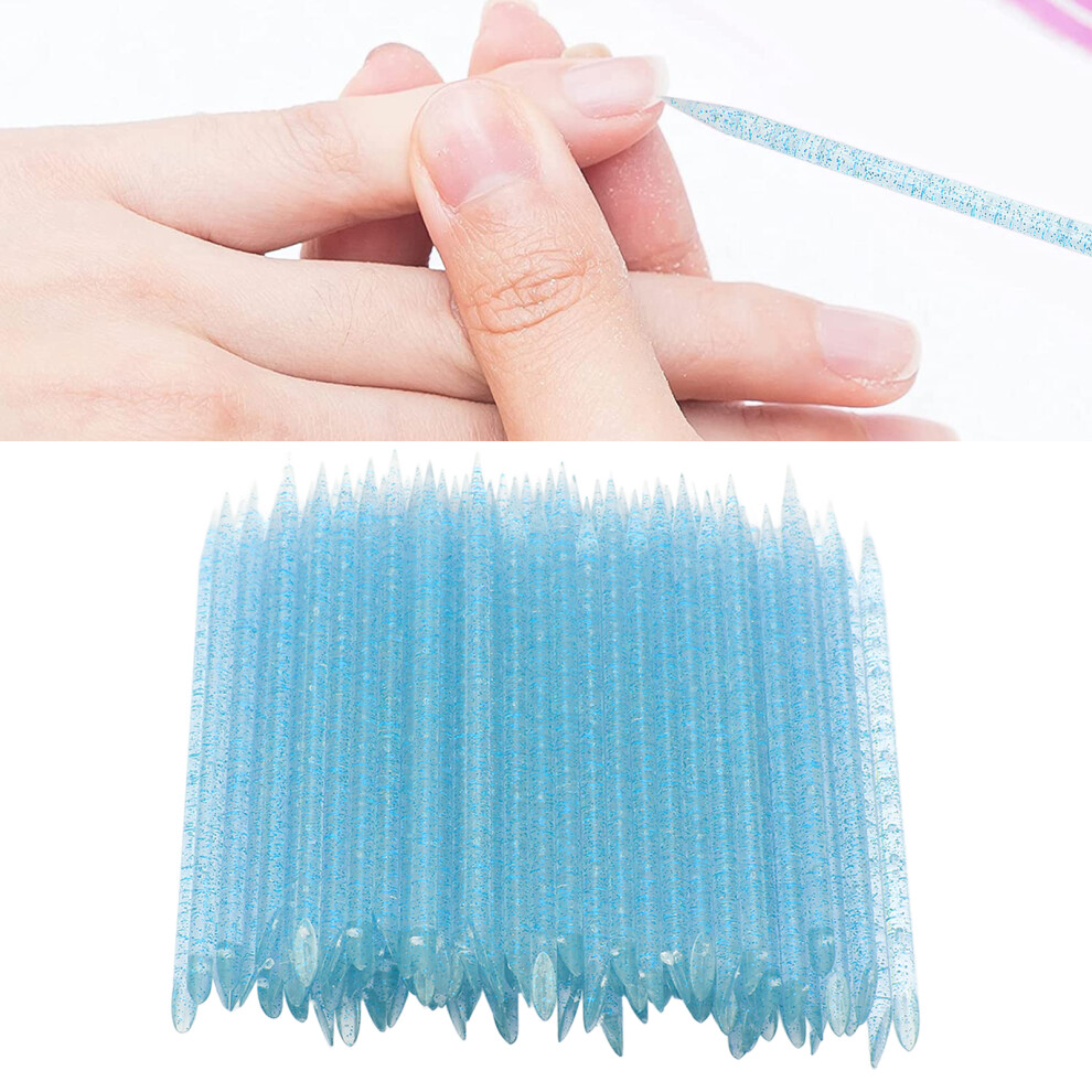 Blue 100Pcs Nail Cuticle Pushers, 9.5Cm Manicure Pedicure Sticks
