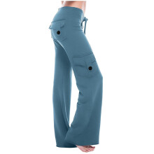 Women's Cargo Pants High Waist Fashion Flared-Lake blue XXL