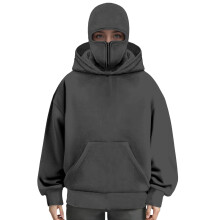 Unisex women's pullover hooded casual double-hooded-Dark Grey L