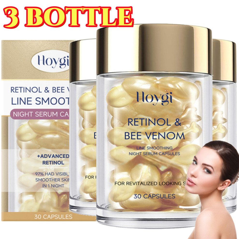 3X Retinol & Bee Venom Line Smoothing Night Serum Capsules, Advanced Retinol Serum For Revitalized Looking Skin-image-OPC-PMRJ62D-NEW