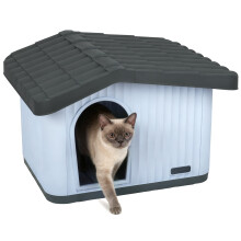 VOUNOT Dog House, Weatherproof Pet Shelter with Sloped Roof, 60×51×41 cm, White