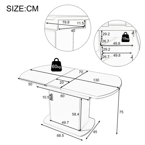 Extendable Oval Dining Table with Storage, Grey 1