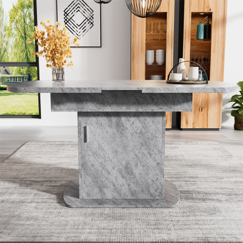 Extendable Oval Dining Table with Storage, Grey 2