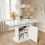 Extendable Oval Dining Table with Storage, White 1