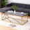 AINPECCA Gold Coffee Table Stainless Steel Tempered Glass 1