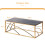 AINPECCA Gold Coffee Table Stainless Steel Tempered Glass 4