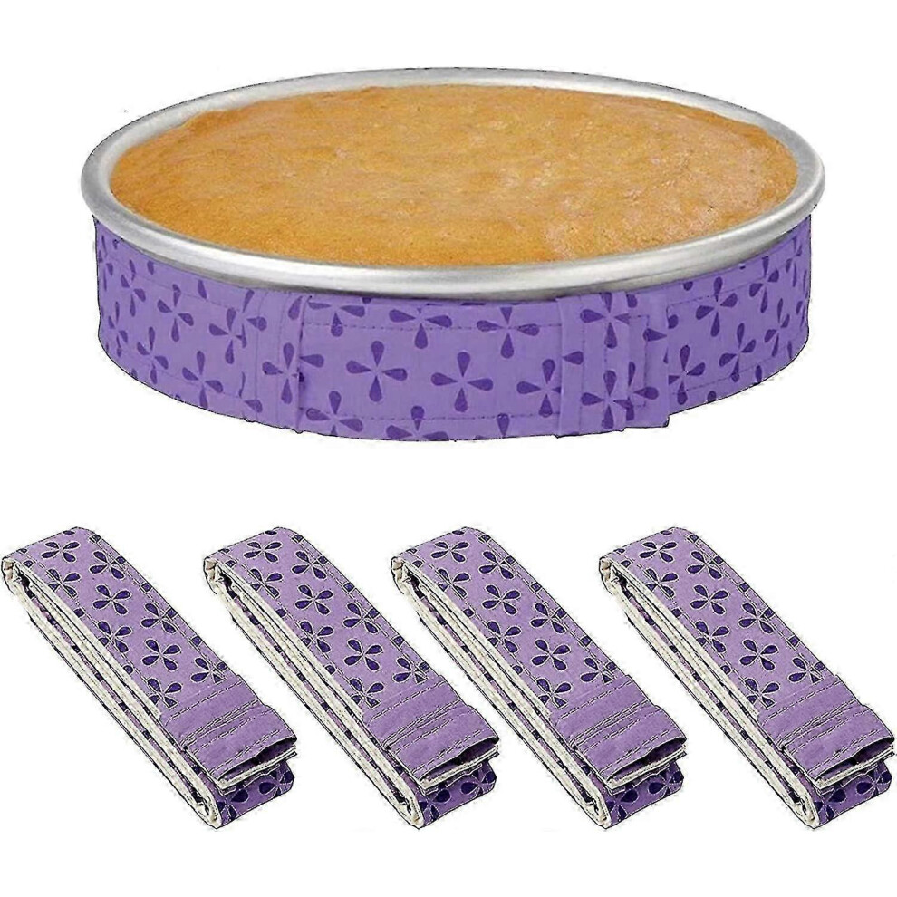 Kikidex (As Show, One Size) 4-Piece Bake Even Strip,Cake Pan Dampen Strips,Super Absorbent Thick Cotton,Cake Strips For Baking,Cake Pan Strips