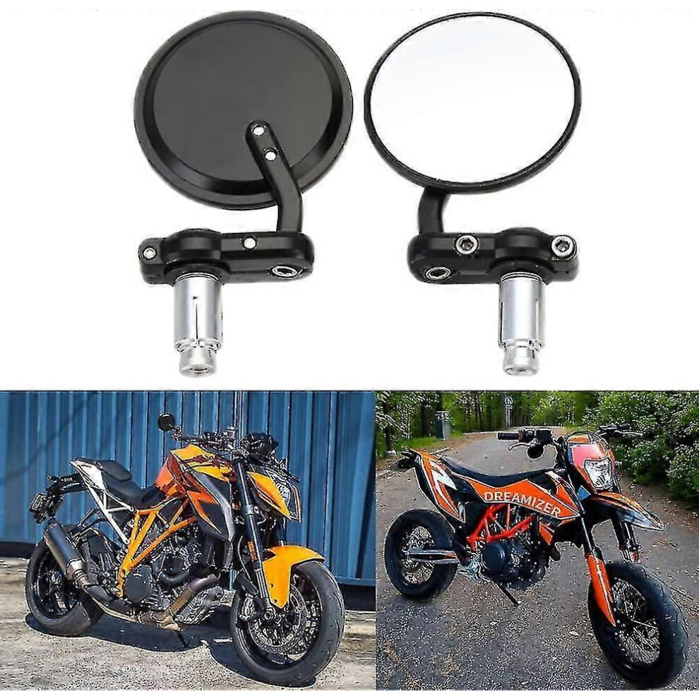Kikidex (As Show, One Size) Round Motorcycle Handlebar End Mirrors 7/8" 22Mm, Motorbike Mirror For Street Sport Bikes Cruiser-Hy