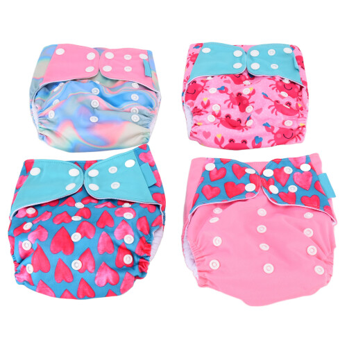 Baby Reusable Cloth Training Pants Set 4Pcs Adjustable Waterproof Breathable