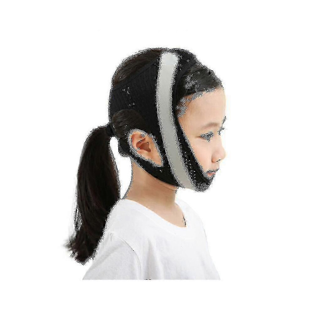 Kikidex (As Show, Balck) Children's Sleep Anti-Open Mouth V-Face Bandage Mouth Breathing Correction Belt - Riri