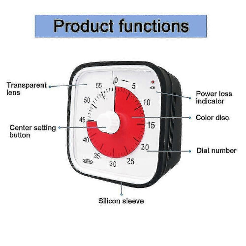 (As show, Red) Visual Countdown Timer, Oversize Classroom Visual Timer For Kids And Adults, Durable Mechanical Kitchen Timer Clock 2