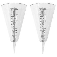 Outdoor rain gauge, 2 transparent conical rain gauges with dual scale for rainfall