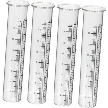 Outdoor rain gauge with 4 spare tubes – Precise rainfall measurement tool – Glossy glass water meter