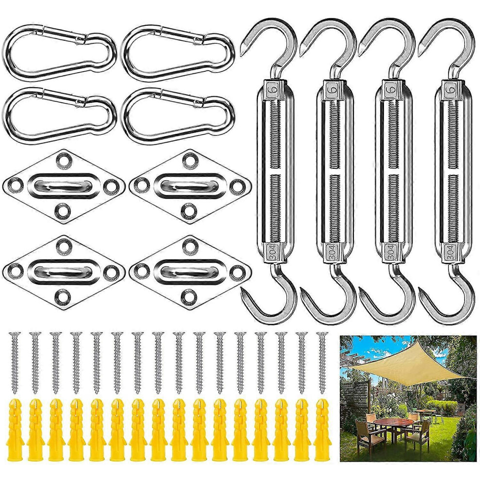Shade sail fixing kit, 44 pieces, 304 stainless steel fixing accessories