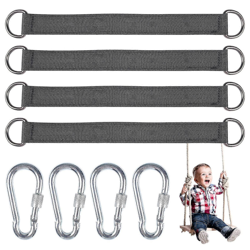 Set of 4 tree swing suspension straps with 4 D-rings for garden/swing/tree swing/hammocks