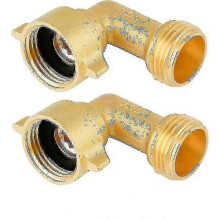 Brass garden hose elbow fitting (2 pieces) - Solid brass 90-degree adapter with 4 additional pressure washers