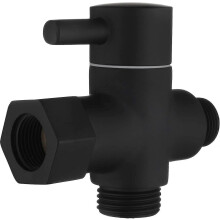 Brass 3-way diverter shut-off valve, 3/8-12/17 adapter for toilet water line, black