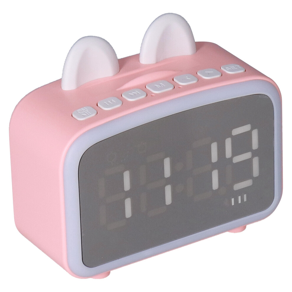 Mini Cartoon Clock Bluetooth Speaker 1400Mah Multifunctional Alarm Pink 9461358111236