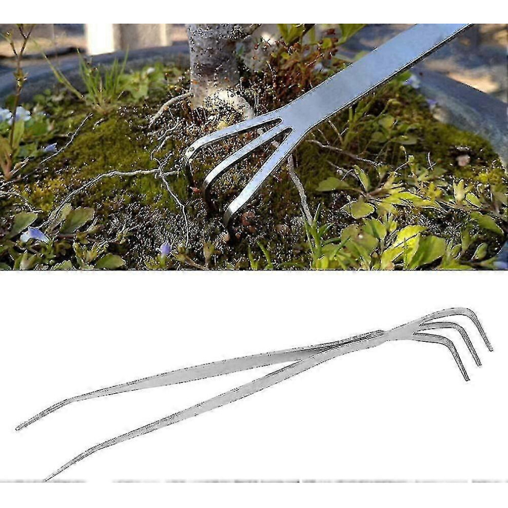 2-in-1 gardening hand rake, stainless steel claw rake, gardening tool for bonsai, for cultivating, loosening soil, spreading mulch, etc.