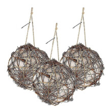 Set of 3 pocket-sized bird nests for outdoor perches, hummingbird nesting material, hanging decoration