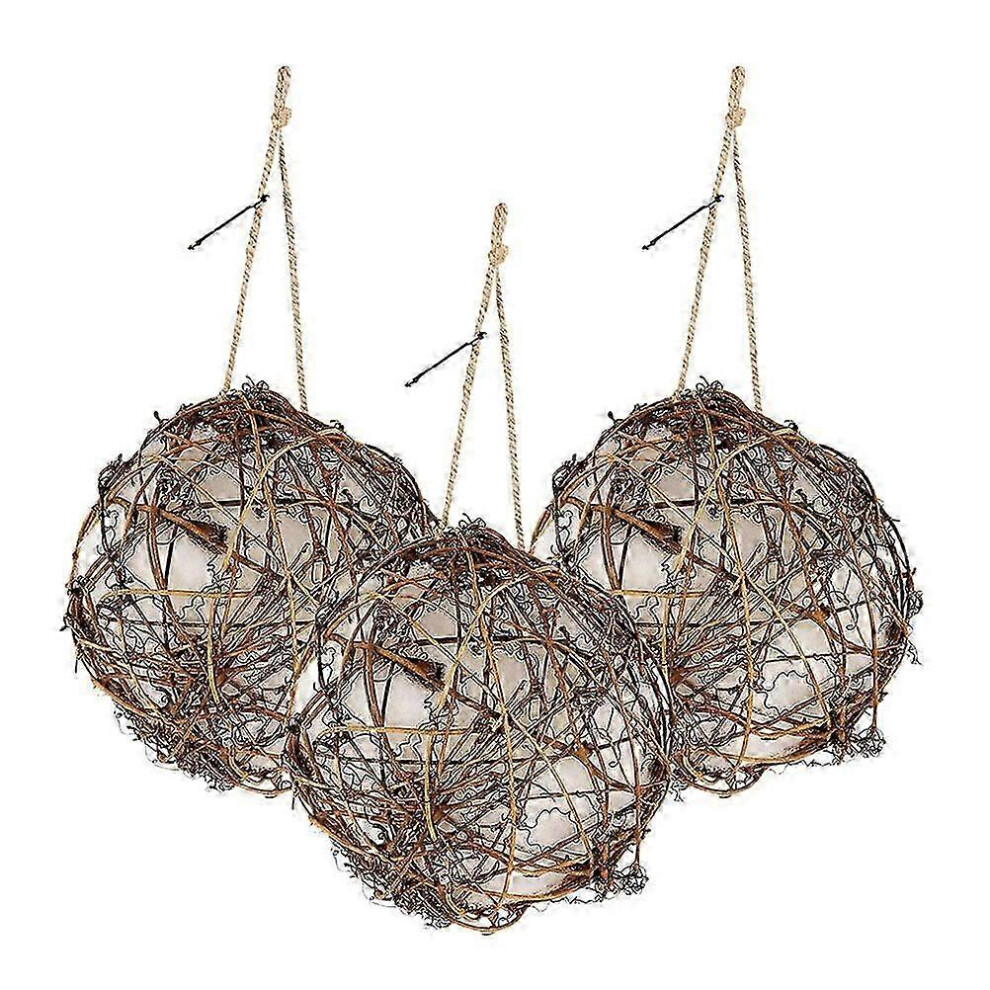 Set of 3 pocket-sized bird nests for outdoor perches, hummingbird nesting material, hanging decoration
