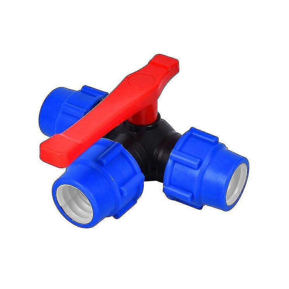 Ball valve, 40mm quick-connect three-way ball valve, PVC/PE pipe, quick-connect T-connector (size: 40mm)