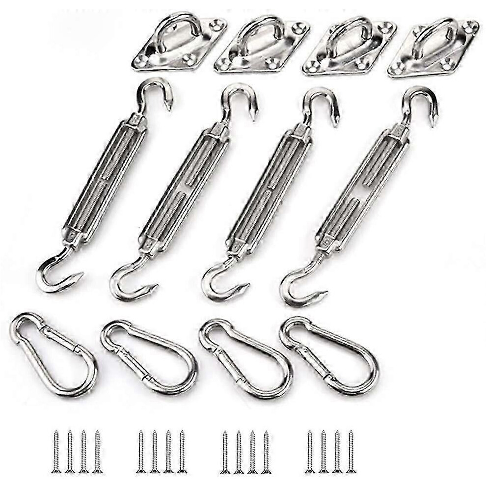Heavy-duty fixing kit for garden shade sails, 28 pieces, M6, for triangles, squares and rectangles - Stainless steel fixing accessories