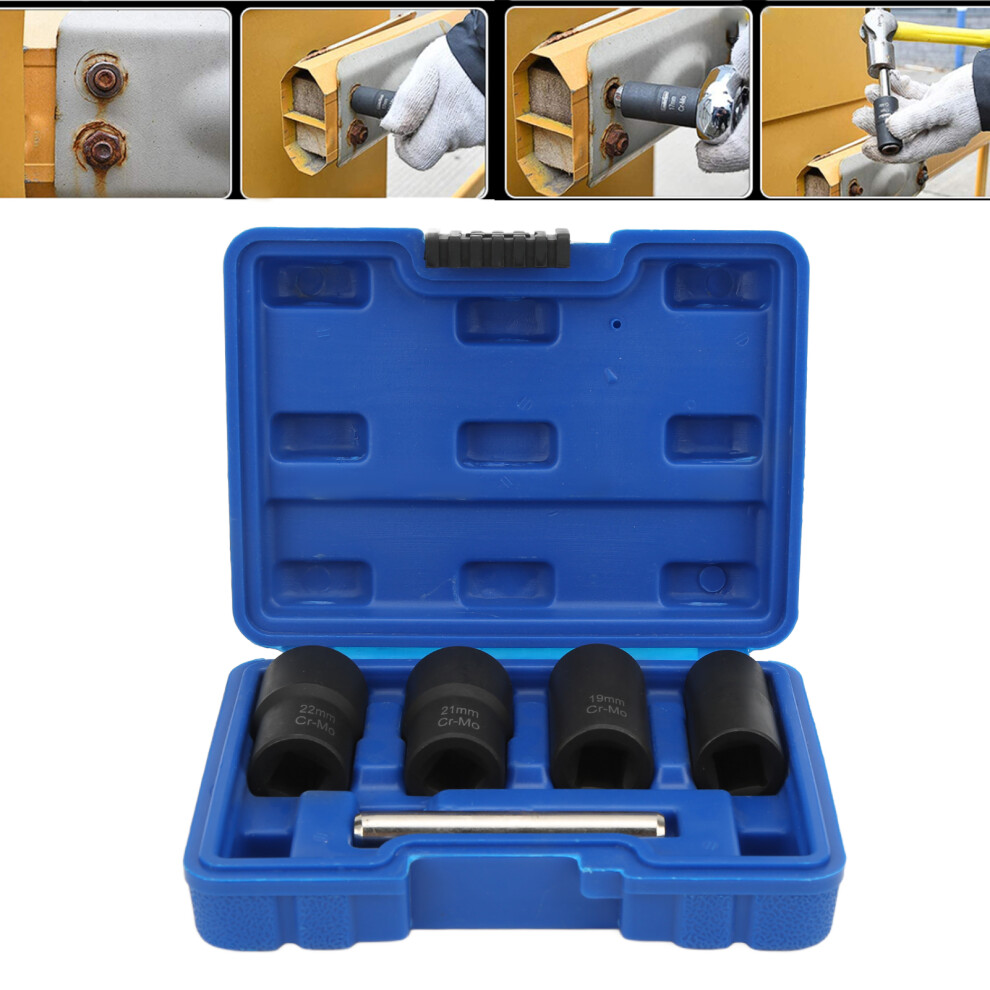 Auto Impact Nut Bolt Remover Kit 1/2In Drive 17Mm To 22Mm 5Pcs Set 3411358113033