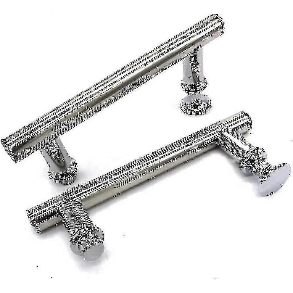 Set of 2 chrome ABS shower door handles, 145 mm (14.5 cm), hole to hole