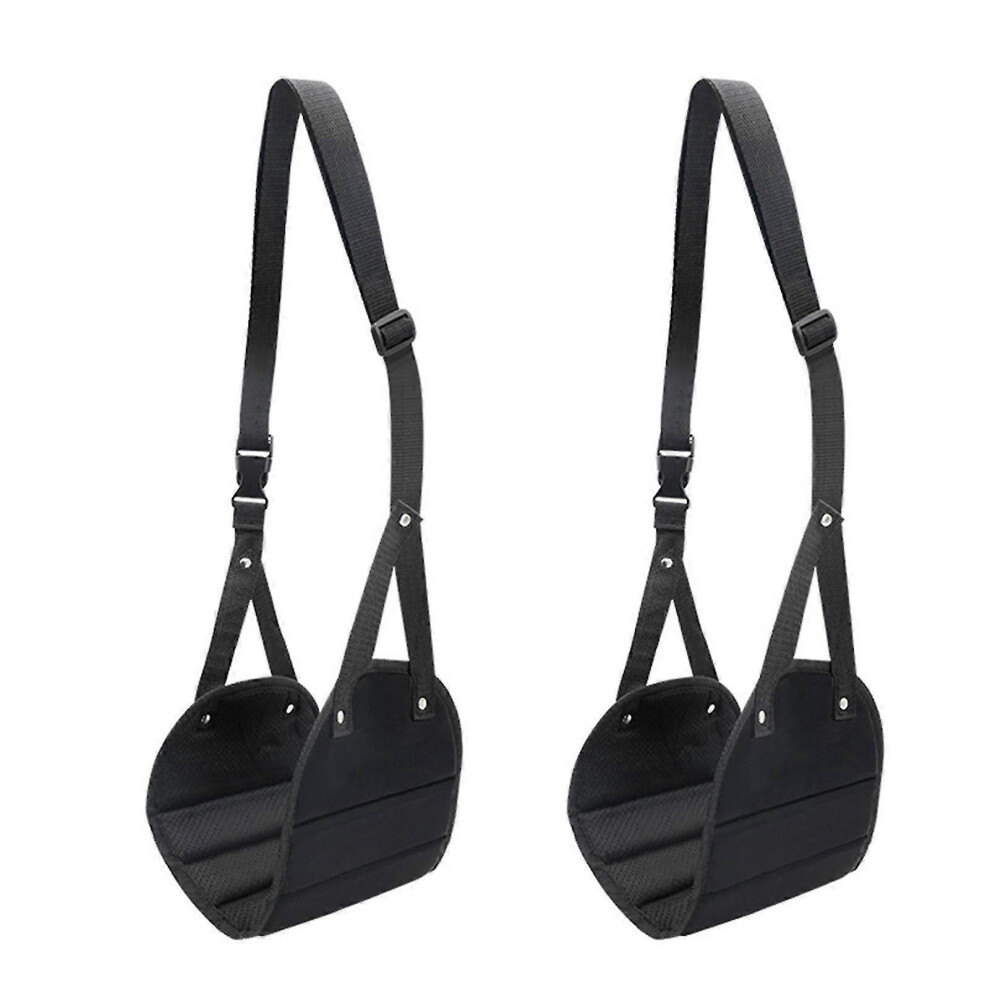 (Black) Foot Hammock for Airplane Travel Adjustable Footrest for Women and Men
