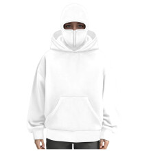 Unisex women's pullover hooded casual double-hooded-White XL