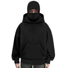 Unisex women's pullover hooded casual double-hooded-Black XXL