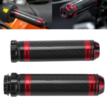 2 Stück Carbon-Faser-Motorradlenkergriffabdeckungen 7/8 Zoll Rot Wasserdicht