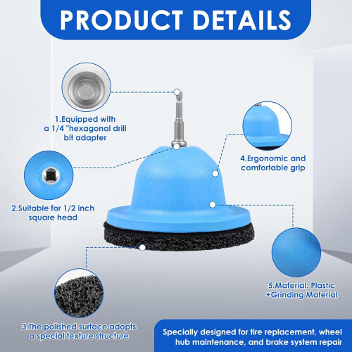 Hub Cleaner 1/2 Driver Rust Remover, Stud Rust Removal Tool For Tractor RV Vehicle Trailer Couplings 2