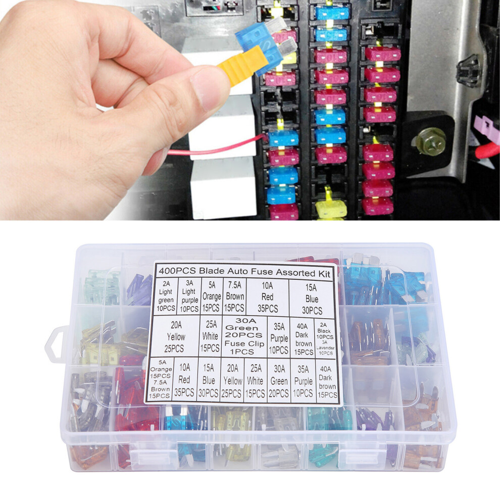 400Pcs Car Fuses Assortment Kit Â Multiple Sizes & Types For Auto, Boat, Atv 5011358118991