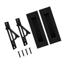 Space Saving Door Handles Set Modern Smooth Gliding-Black