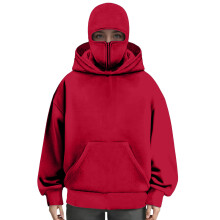 Unisex women's pullover hooded casual double-hooded-Red XL