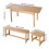 Living And Home 5-Piece Extendable Dining Table Set in Original Wood Color 6