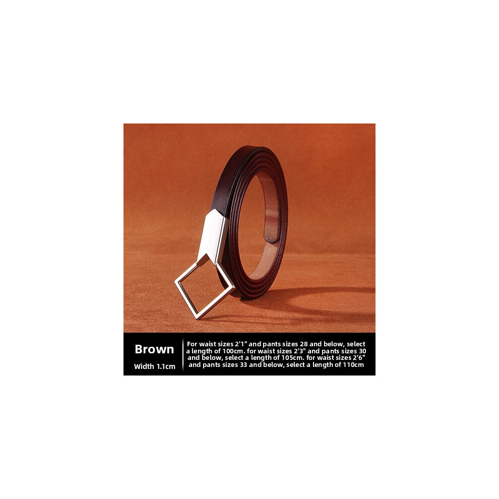 (Coffee, 100 CM) Slim Leather Ladies Waist Belt With Classic Buckle For Casual Office Wear And-image-OPC-PMRJTHD-NEW