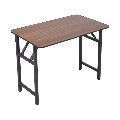 Living And Home 100*60cm Brown Wood Grain Folding Table w/ Double Spring Mechanism 2