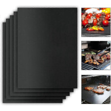 Grill mats - set of 5 non-stick - extra thick - reusable - high-quality grill mats for gas and charcoal grills - barbecue mats as grill grate mats - p
