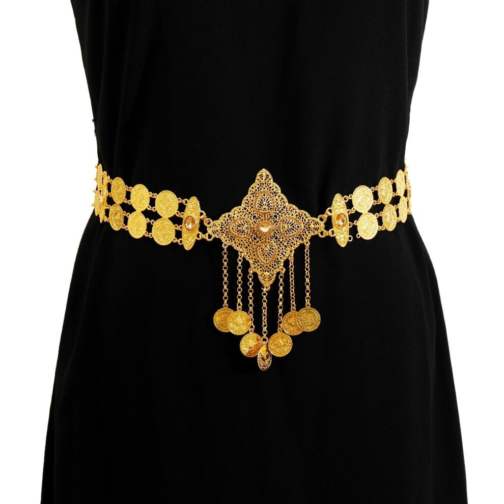 (Style 1) Waist Women Metal Chain With Hollow Cutout And Coin Tassels For Wear Casual-image-OPC-PMRKB6J-NEW