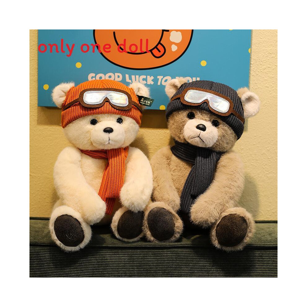(Gray, 45cm) Warm Bear Teddy Plush Toy With Hat And Scarf Design For Playtime Gift Festive-image-OPC-PMRKB98-NEW