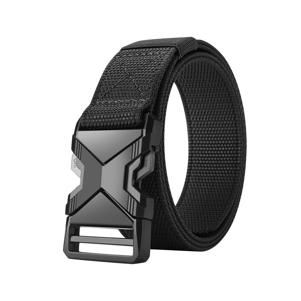 (Black) Fashionable Buckle Alloy Men Nylon Woven Waist Belt For Daily And Use Outdoor-image-OPC-PMRKCW8-NEW