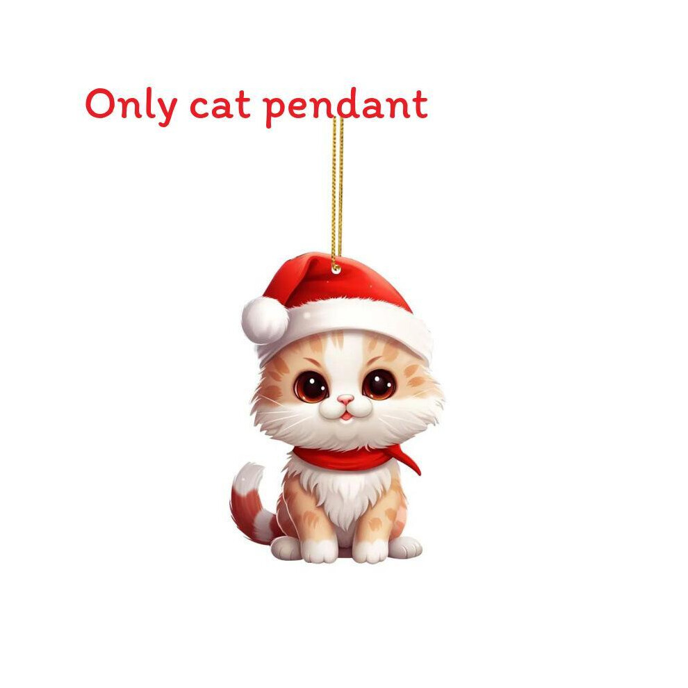 (Red) Cat Car Christmas Decor Acrylic Plane Hanging Ornament Travel For Holiday-image-OPC-PMRKDKB-NEW