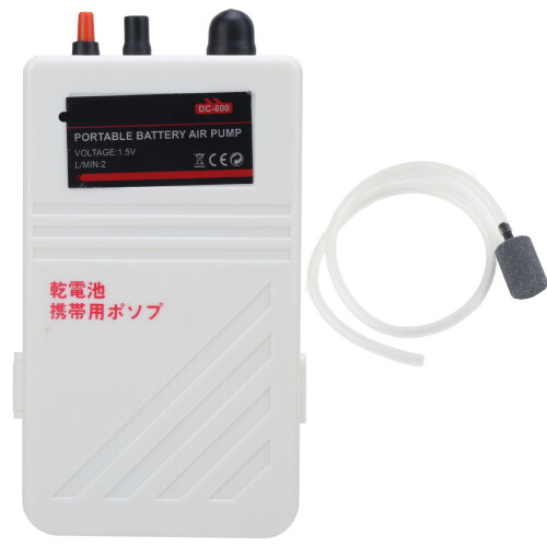 Pompa dell'aria per acquario 1.5V 2xAA plastica bianca portatile 1