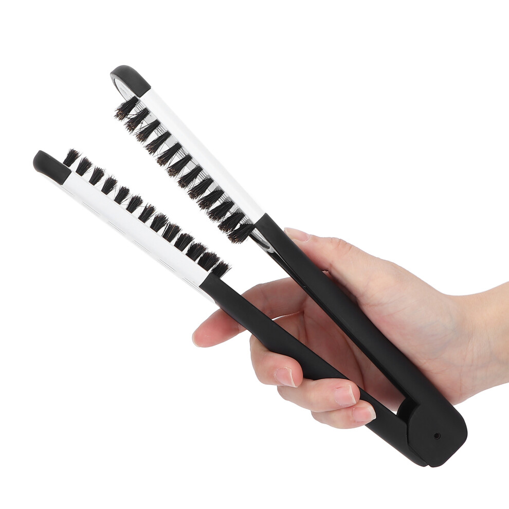 White Bristle Hair Brush Clamp Straightener For Women And Men