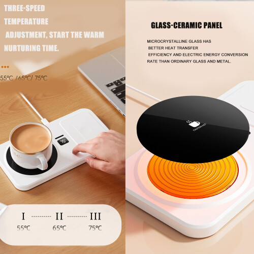 Stylish Cordless Cup Warmer 22.5W Fast Wireless Charging-White 2