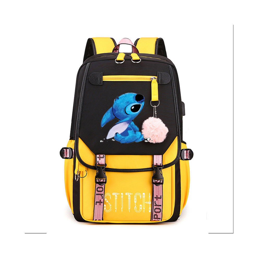 (Yellow) Fashionable Blocked Color Stitch Pattern Student Large Capacity Backpack